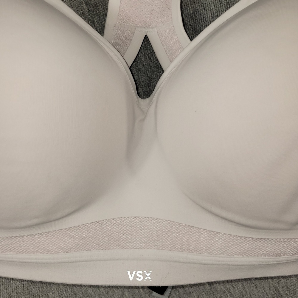 VSX by Victoria Secret Incredible Plunge Sports Bra 34DDD White Racerback Padded - Picture 2 of 10